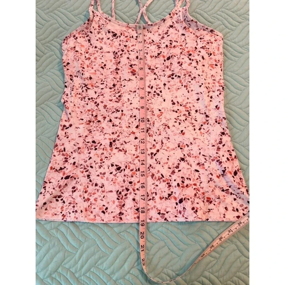Gaiam Womens Pink Terrazzo Print Activewear Set Strappy‎ Tank & Leggings